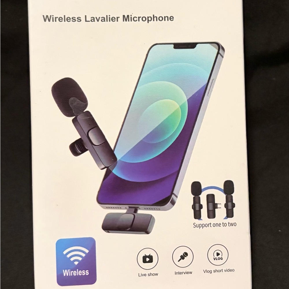 Wireless Lavalier Microphone Clip-on for Phone - Black